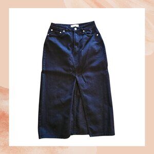 Love Tree Black Midi Denim Pencil Skirt